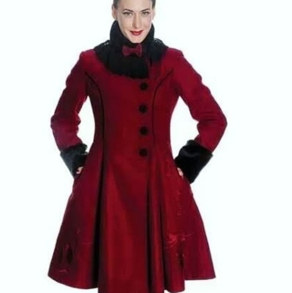 Hell Bunny Fairytale Coat in Burgundy XS - Picture 3 of 5